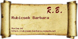 Rubicsek Barbara névjegykártya